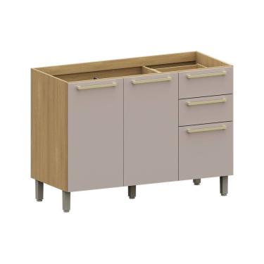 Imagem de Balcão de Cozinha para Pia 120cm 2 Portas e 3 Gavetas Sem Tampo Elegance Luciane Móveis