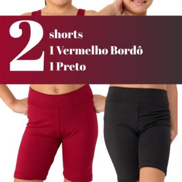 Imagem de Kit com 2 Shorts infantis- JinkingStore para meninas lisa básica, Verm