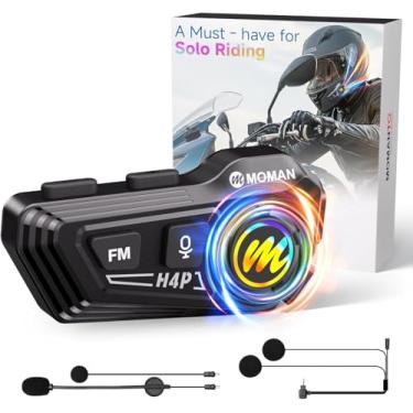 Imagem de Fone de ouvido para capacete de motocicleta, Moman RS-H4P, BT5.1, com alto-falantes Hi-Fi, redução de ruído dupla 【Nova atualização】 em botão RGB/FM/luva amigável/chamada mãos-livres/fone de ouvido de