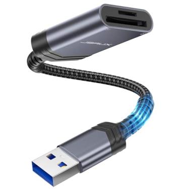 Imagem de Leitor de cartão SD, adaptador JSAUX USB 3.0 SD para SD/Micro Card 5Gbps 2TB Capacidade TF SD Micro SD SDXC SDHC MMC RS-MMC Micro SDXC Micro SDHC UHS-I para Windows, Linux, Chrome, Leitura 2 Cartões