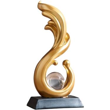 Imagem de AWNR Estátuas de decoração abstrata art déco para casa, prateleiras, mesa, sala de estar, sala de jantar, decoração moderna de casas à venda (ouro A)