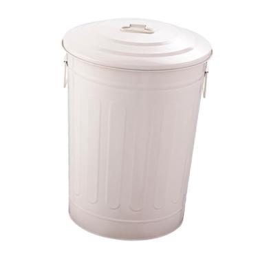 Imagem de WeiLaiKeQi Lixeira de metal com tampa de vedação, solução resistente para gerenciamento de resíduos, composteira externa para garagem, pátio, cozinha, quintal e