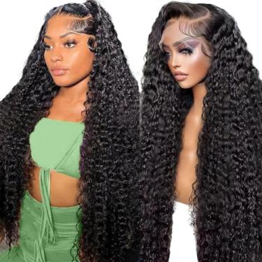 Imagem de Leximi Peruca Lace Front De Cabelo Humano Com Ondas Profundas 18" 13X6 Hd Frontal Pré-Arrancada, Cacheada Para Mulheres, Sem Cola, Baby Hair, Preto Natural