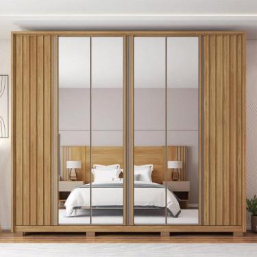 Imagem de Guarda Roupa Casal Bravus 6 Portas de Bater com 4 Espelhos e 4 Gavetas