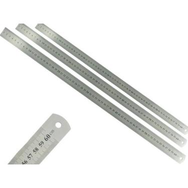 Imagem de Kit 3 Régua Metal Inoxidável Marcação De Baixo Relevo Uso Escolar Escr