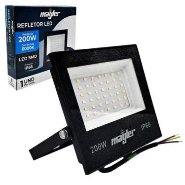 Imagem de Refletor Holofote Led 200w Prova Dágua Branca Fria 6500k - MAYLER