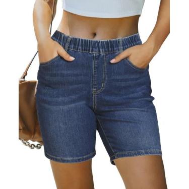 Imagem de Shorts luvamia Jean Denim Pull On para mulheres, costura interna de 18
