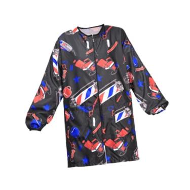 Imagem de OIIBWQ de cabeleireiro, de tosador de cães, capa de corte de cabelo, jaqueta de corte de cabelo à prova d'água para tosadores de cães SPA, Preto Impresso