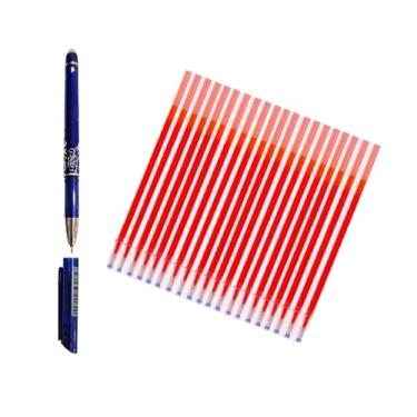 Imagem de Caneta Apagável, Tinta Vermelha, 1 Caneta + 10 Refis Carga, para Papel e Tecido, Ponta Fina