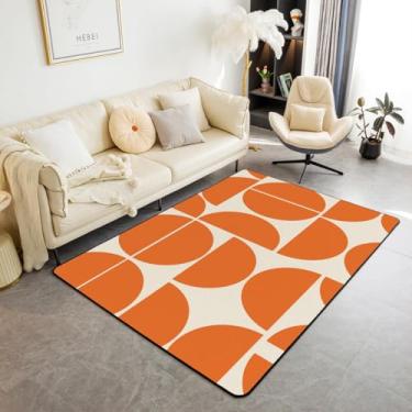 Imagem de Erosebridal Tapete de área laranja de meados do século 7,5 x 12,5 cm, moderno, boêmio, para sala de estar, geométrico, arte abstrata, decoração, vintage, boêmio, estético, interior