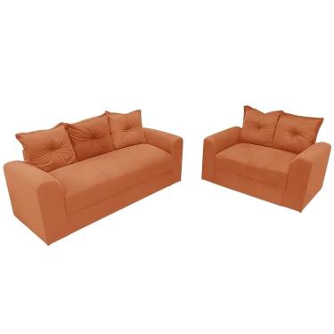 Imagem de Conjunto de Sofá Porto com 2 e 3 Lugares Tecido Suede Felipe Estofados Cor Cobre