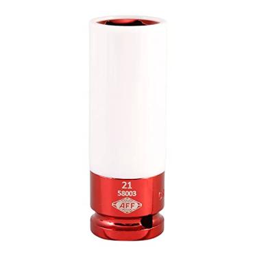 Imagem de AFF Soquetes para roda Mag, acionamento de 1,27 cm, 21 mm, aço molibdênio cromado, manga de plástico e tampa interna, 58003