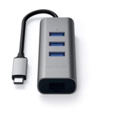 Imagem de Hub Usb-c Satechi 3 Portas Usb-a + Ethernet Rede Space Gray