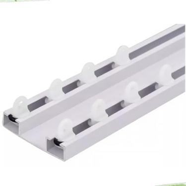 Imagem de Trilho Alumínio Suíço Duplo Max Cortina Branco Cortineiro 1m/ 1,5m /2m/ 2,5m/ 3 Metros/ 3,5m/ 4m/ 5m/ 6m(2 Metros)