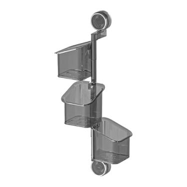 Imagem de SiaBiced Suporte de armazenamento com ventosa, organizador, cesta suspensa, restaurante, sala de jantar, casa, moderno, multifuncional, montagem na parede, Cinza