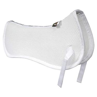 Imagem de ECP Equine Comfort Products Almofada de meia sela 3D Air Ride, leve, respirável, antiderrapante, amortecedora, para andar a cavalo, proteção contra impactos, ventilação e ajuste seguro, branca