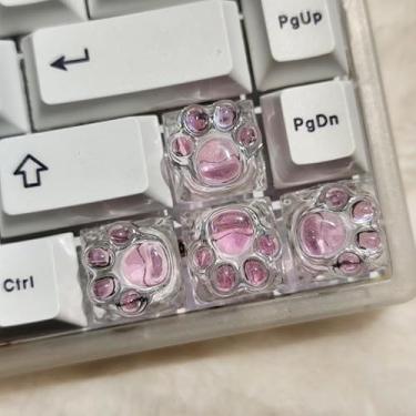 Imagem de Elacgap Teclas Com Cola De Gotejamento Fofas E Retroiluminadas, Substituição Seta Esc Para Teclado Mecânico Cherry Mx Gaming (4 Rosa Transparente)