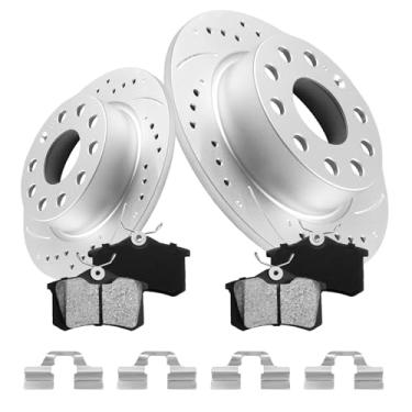 Imagem de Anpulsero Fiwriluvx Anpulsero Kit de Freio de Substituição Automotiva Traseira, Rotores de Freio, Pastilhas de Freio de Cerâmica Compatíveis com Vw Jetta 2012-2018, Vw Betle 2013-2