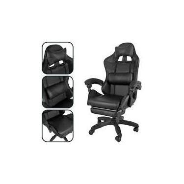 Imagem de Cadeira Gamer Reclinável em Couro, Conforto Premium para Longas Gameplays, Escritório, Apoio Lombar e Conforto Extremo (Preto)