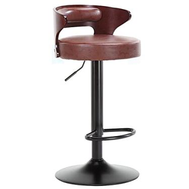 Imagem de Cadeiras de bar de couro com altura ajustável, bancos de bar giratórios de altura para ilha de cozinha, cadeira de bar, banqueta de balcão, banqueta de bar ajustáveis (cor: D)