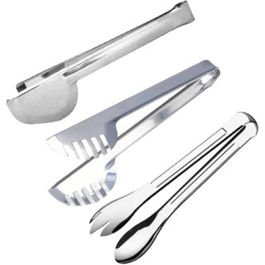 Imagem de Conjunto Kit 3 Peças Pegador Universal Massa Salada Churrasco Frios Multiuso 20 Cm Resistente Ao Calor Durável Prata Aço Inox Premium