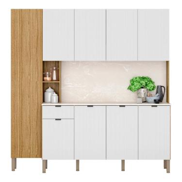Imagem de Armário De Cozinha Pulse 9 Portas E 1 Gaveta Freijó Ártico Riscatto