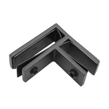 Imagem de Baoblaze Grampo de vidro para parede, multiuso, fácil de instalar, suporte de prateleira de vidro de aço inoxidável para entrada de jardim, escada de quarto, Preto, 90 Graus