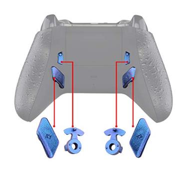 Imagem de Bolsos traseiros redesenhados com brilho azul roxo da Chameleon, botões traseiros HK3 HK4, trava de gatilho K1 K2, paddles para eXtremeRate Xbox One S X Controller Lofty Remapeamento e kit de parada de gatilho