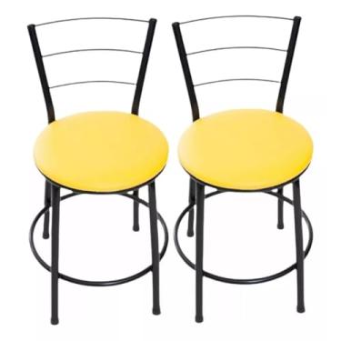 Imagem de 2 BANQUETAS BAIXA 3 ARAME 70 CM ALTURA TOTAL COZINHA (AMARELO)
