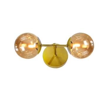 Imagem de Arandela Moderna Jabuticaba Dourada 2 Globos Bola De Vidro Â