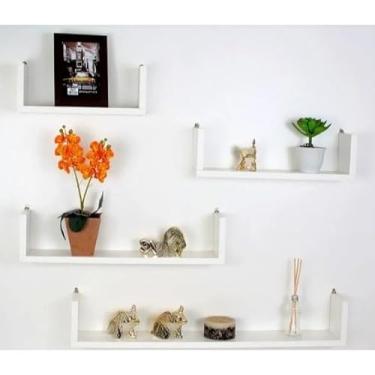 Imagem de 4 Prateleira Nicho U 20/30/40/50 Preto/Branco Decoração Livros Sala Quarto Cozinha(Branco 4 U 20/30/40/50)