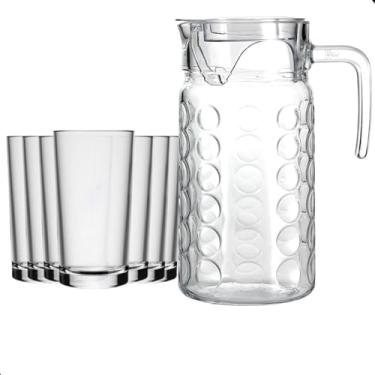 Imagem de Conjunto de Jarra e Copos em Vidro, 7 Peças, Transparente, Jarra 1.8L com 6 Copos Variados, Design Moderno, Mesa Posta, Para Água, Sucos e Drinks, Material Premium (OHIO 225ml)