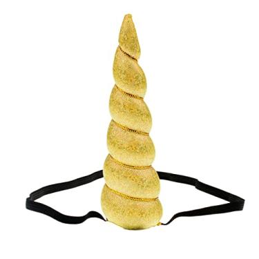 Imagem de Love Sweety Delicate Dew Shiny Unicorn Horn Elastic Headband Cosplay Costume Easter Headpiece (A Shiny Golden)