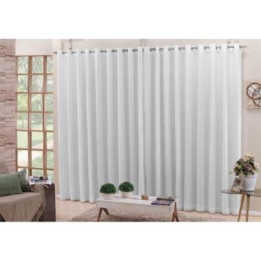Imagem de Cortina Voil Branco 4,00X2,50 Blackout Tecido Corta Luz 100%