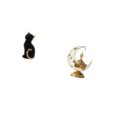 Imagem de Fenteer Escultura de Gato de Resina com Queimador de Incenso árabe, Castiçal Antigo para Sala de Estar, Quarto, Entrada, Estante, Decoração de Casa
