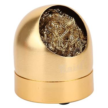 Imagem de Limpador de ponta de pistola de solda, bola de arame de ferro de solda, suporte de base, acessório de solda, suporte de esfera com fio de aço (ouro)