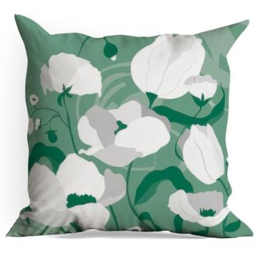 Imagem de Capas de almofada de flores fofas pacote com 18 x 18 capas de almofada florais vintage para sala de estar, casa de fazenda, quarto, sofá-cama, decoração de assento de carro, almofada estética