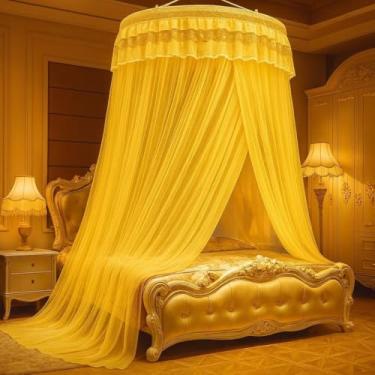 Imagem de Mosquiteiro Gigante de Teto Casal King Queen com Abertura Lateral 14m(Amarelo 2,Casal sem Abertura)