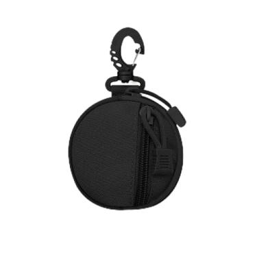 Imagem de Bolsa de moedas para uso ao ar livre, pequena carteira masculina com gancho removível, mini bolsa de moedas leve para caminhadas, escaladas, Preto, Casual