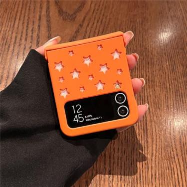 Imagem de Para Samsung Z Flip 5 5G Z Flip3 Flip4 Style Hollow Out Stars Capa de telefone para Galaxy Zflip3 Zflip4 Z Flip 5 4 3 em 1 Capa para PC, laranja, para Samsung Z Flip 3