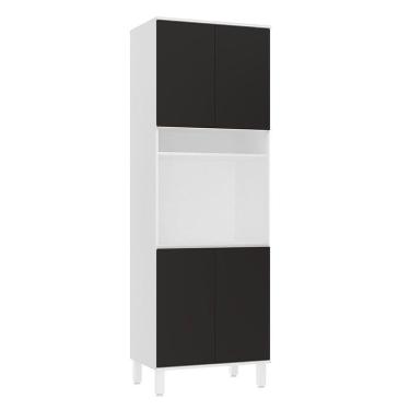 Imagem de Paneleiro 70cm 4 Portas E 1 Nicho Para Forno Microondas Dora Branco/preto