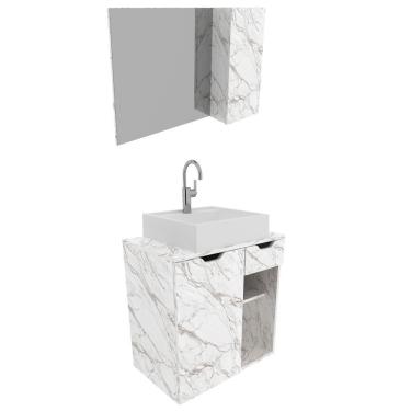 Imagem de Conjunto Para Banheiro Com Cuba E Espelho Bn2 Marmore Branco