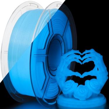 Imagem de iSANMATE Filamento PETG que brilha no escuro, filamento luminoso azul 1,75 mm, filamento PETG fácil de imprimir, ideal para decorações de Halloween, Natal e outono de abóbora, 1 KG/carretel