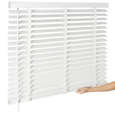 Imagem de Persianas de madeira sem fio de 5 cm para janelas internas com proteção de privacidade, persianas horizontais de madeira sem fio para quarto, sala de estar, escritório, banheiro, cozinha