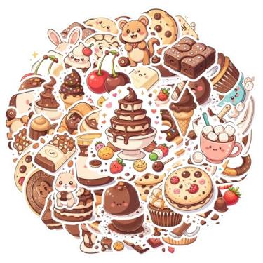 Imagem de 70 peças de adesivos para sobremesas, doces, doces, adesivos, artigos de papelaria, adesivos encantadores, brinquedo para guitarra, faça você mesmo, bicicleta, skate, laptop, bagagem, decoração