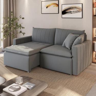 Imagem de Sofá Cama Retrátil em Madeira Eucalipto e Bouclê 230cm Uruguai - Conce