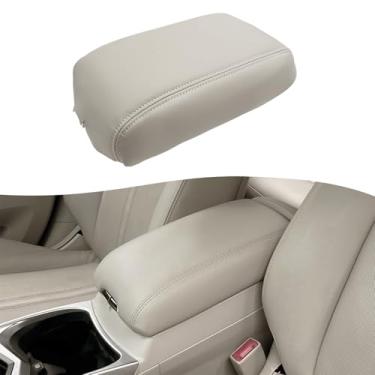Imagem de KBH Substituição da capa do apoio de braço do console central para Cadillac SRX 2010 2011 2012 2013 2014 2015 2016, estofamento de tampa de descanso de braço de carro, couro vinil, bege bege