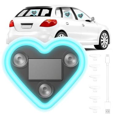 Imagem de Luz ambiente LED para carro movida a energia solar - Detalhe neon em forma de coração para janelas traseiras e laterais, 5 modos, presente romântico para Natal, Dia dos Namorados, aniversário