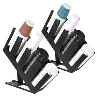 Imagem de Sahasea Porta-copos de café, 4 compartimentos K para cafeteria, organizador de copos ajustável para bancada, 43 cm C x 10 cm L x 47 cm A suporte de papel para restaurante, sala de descanso, loja, 2