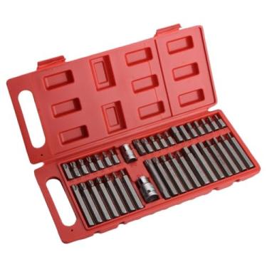 Imagem de Jogo de ferramentas 40 Pçs Bit Crv Torx Allen Multidentado Vermelho ferramentas, Bits Multidentados Allen e Torx Hexagonal 3/8 1/2, Aço CRV, Maleta Estojo, para kit chaves